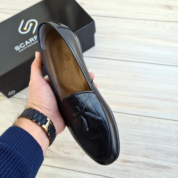 Black Croco Leather Loafers - Picture 5 of 5